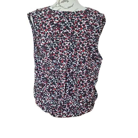 Nine Britton Women's Size Large Black White Red Deep V-Neck Wrap Style Blouse - Picture 4 of 5